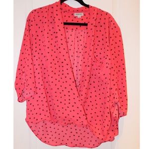 Smart set open front side pocket blouse